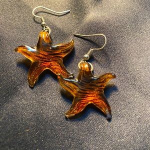 Glass starfish earrings